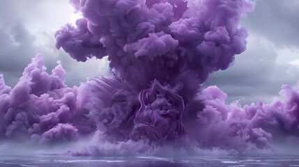 Fototapeta premium Purple Ink Exploding Over a Calm Sea