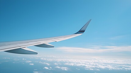 Obraz premium Minimalist Airplane Wing and Fuselage on Tarmac - Perfect Copy Space for Branding and Marketing Wide Open Sky Clutter-Free Environment