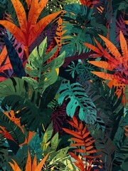 Abstract jungle design with vibrant textures.