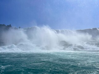 Horseshoe Falls at Niagara Falls on a Sunny Day with Mist Rising