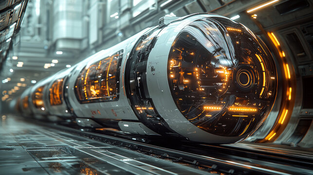 High speed hyperloop capsule zips modern tunnel showcasing sleek design and advanced technology represents future transportation innovation.