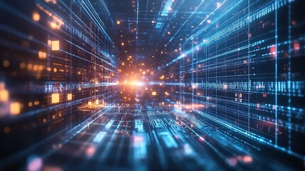 Fototapeta premium Virtual background with connected lines and data points, symbolizing artificial intelligence and digital technology