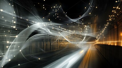 Virtual concept with flowing lines and connected nodes, capturing the technology-inspired web aesthetic