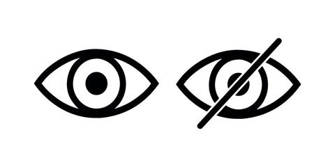 Vector Illustration of Eye Visibility Symbol, Show and Hide Eye icon, Visibility Toggle symbol, Open and Closed Eye design on a white background, View and Hide sign
