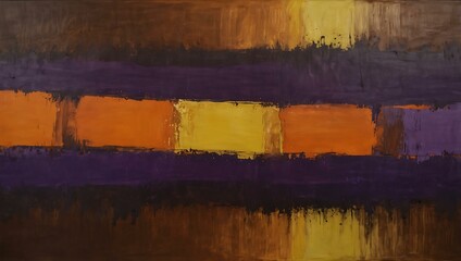 Naklejka premium Abstract orange, violet, and yellow hues on a brown base.