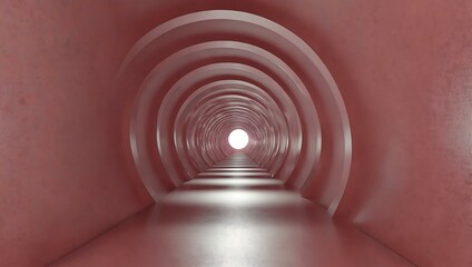 Obraz premium Abstract pink and white spiral tunnel with checkered sphere.