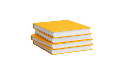3D Render of a Stack of Yellow Books  on Transparent Background Cutout