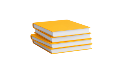 3D Render of a Stack of Yellow Books  on Transparent Background Cutout