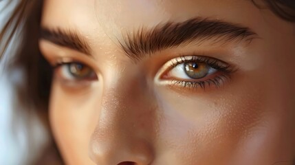 Fototapeta premium A woman with brown hair and brown eyes