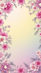 Intricate floral pattern with rainbow gradient, poster, brochure