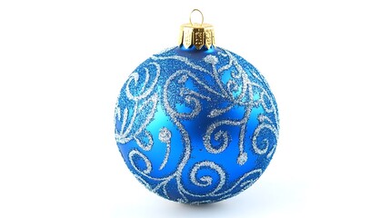 A blue Christmas ball isolated on white background.