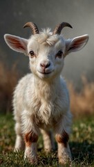 Obraz premium Adorable baby goat on transparent background.