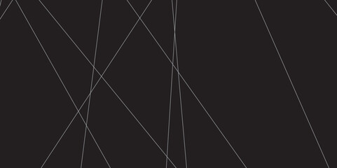 Abstract black and white geometric random chaotic lines with many squares and triangles shape. Metal grid isolated on the white background. Banner with geometric shapes, lines, stripes and triangles.