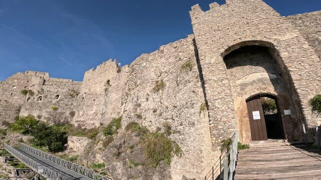The coastal landscape of Salerno seen from the medieval castle called Arechi, Italy.