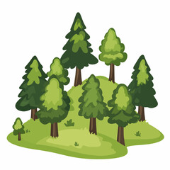 Obraz premium Serene Forest Trees Hill Vector Illustration