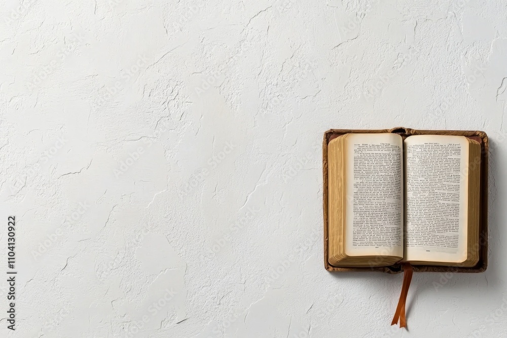 Aufkleber A minimalist depiction of an open old book with pages curling, surrounded by subtle shading on a white canvas