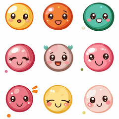 Obraz premium Cute Kawaii Faces Design Vector Illustration Isolated