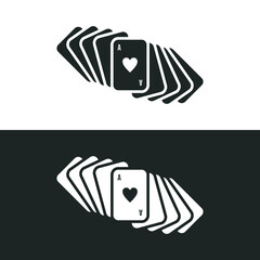 Blank playing cards with ace icon isolated on white background. Vector illustrations are made with vector-based software, not AI generated results.