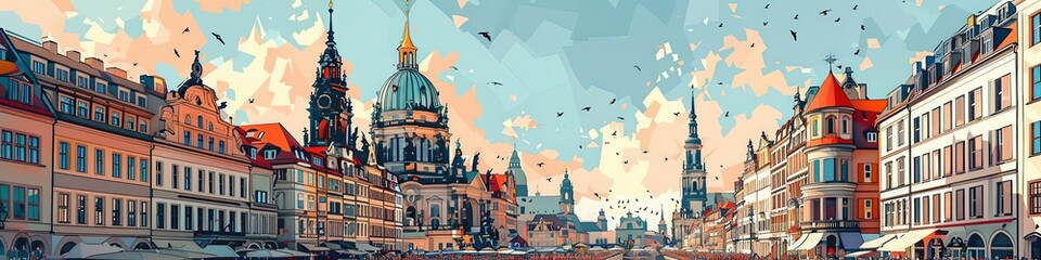 Naklejka premium Majestic Dresden Frauenkirche: A Geometric Perspective