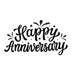 Fototapeta premium Happy anniversary. Hand lettering text isolated on white background. Vector typography for wedding, birthday anniversary decorations, cards, banners, posters, balloons