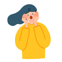 驚き、ショックを受ける女性のイラスト