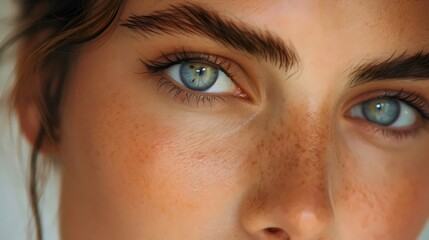 Fototapeta premium A woman with blue eyes and a red nose
