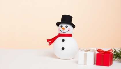 Festive Snowman with Gifts Winter Holiday Scene
