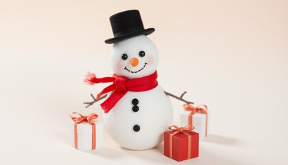 Festive Snowman with Gifts Winter Holiday Cheer