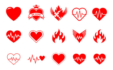 Vector Valentines Hearts Shapes Icons.