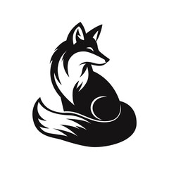 black and white fox silhouette