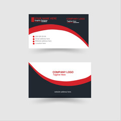 03Double sided creative business card vector design template. Business card for business and personal use.Vector, Horizontal layout, with triangles, squars,round ,white and red colors.
