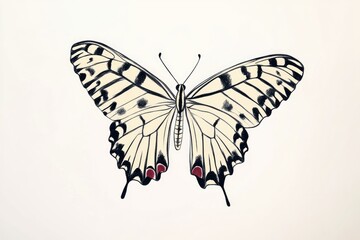Obraz premium A colorful butterfly sitting on a plain white surface