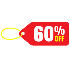 tag with red ribbon 60% off discount offer 