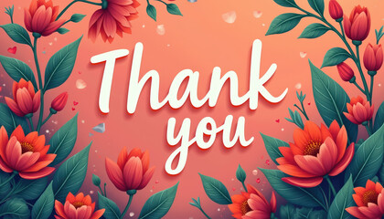 A vibrant thank you card adorned with floral elements, celebrating National Thank You Note Day with a joyful message.