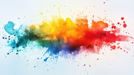 Abstract Watercolor Explosion of Color on White Background