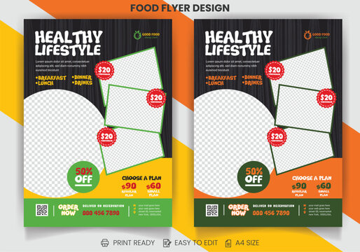 Organic Healthy Meal, Green yellow color Restaurant flyer discount Offer flyer of Buffet Delicious restaurants And Product Promotion food Flyer Template