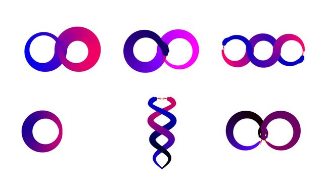 intertwined snakes, infinity (alpha channel) transparent background, perfect loop 4 sec