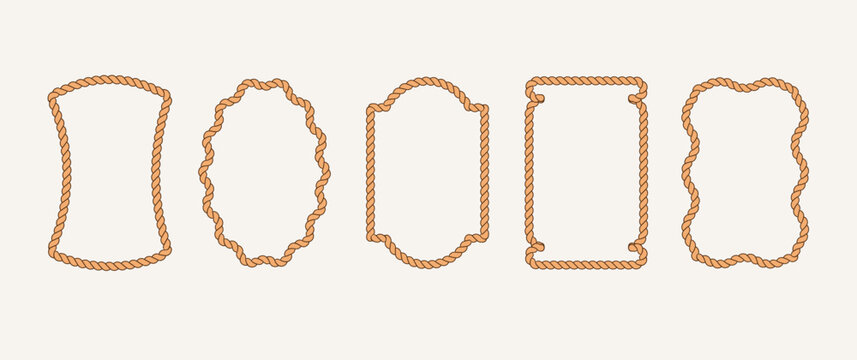 Collection of rope frames. Minimalist concept illustrations