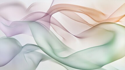 Obraz premium An elegant abstract background with flowing, silk-like textures in soft pastel shades of blush pink, mint green, and pale lavender. The gentle curves convey calm and sophistication, creating a serene 