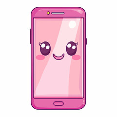 Cute Kawaii Smartphone Design Vector Illustration