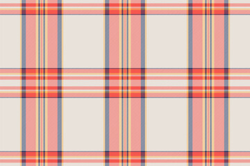 Fototapeta premium Multicolor texture pattern plaid, art seamless fabric background. Rag check vector tartan textile in white and red colors.