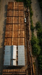 Aerial view of a woodworking factory.