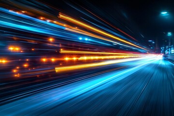 Business concept   high speed abstract MRT track of motion light for background in tokyo  japan , isolated on white background,  , copy space, copy space for text,