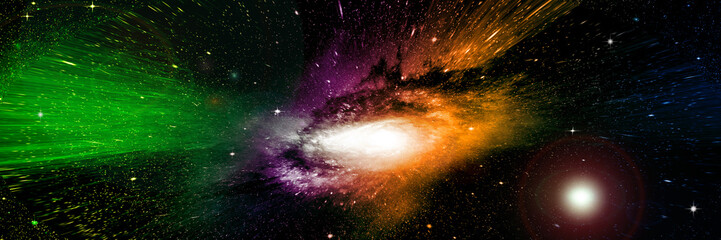 Stars, dust and gas nebula in a far galaxy © marusja2