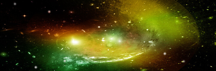 Stars, dust and gas nebula in a far galaxy © marusja2