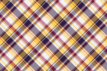 Postcard fabric seamless texture, infant check textile background. Periodic tartan vector pattern plaid in orange and amber colors.