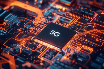 5G technology chip, high-speed internet innovation, advanced network connectivity, futuristic 5G chip, circuit board design, wireless communication, next-gen mobile networks