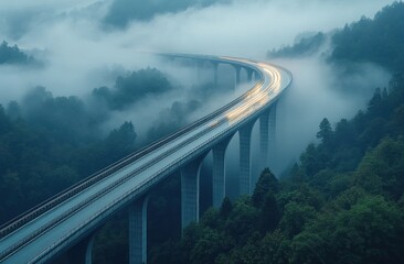 Obraz premium Highway Bridge in the Mist