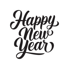 happy new year typography vector silhouette 