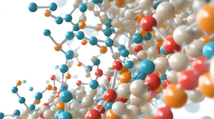 Abstract molecular structure illustration showcasing interconnected atoms in vibrant colors for scientific representation